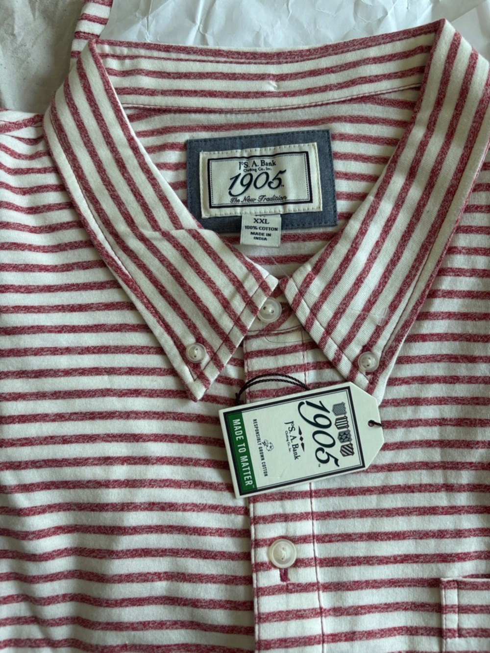 J.C. Penney 1905 Men's Red & White Stripe Button-Down Shirt